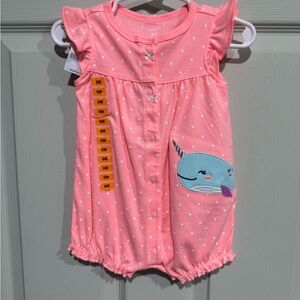 Carter's Pink Romper with White Polka Dots